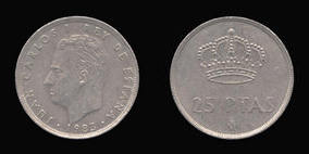 Copper-Nickel 25 Pesetas of 