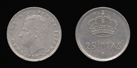 Copper-Nickel 25 Pesetas of 