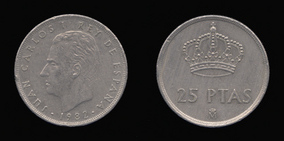 Copper-Nickel 25 Pesetas of 