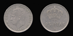 Copper-Nickel 25 Pesetas of 