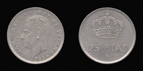 Copper-Nickel 25 Pesetas of 