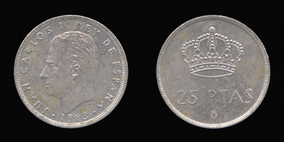 Copper-Nickel 25 Pesetas of 