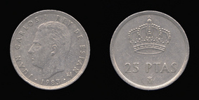 Copper-Nickel 25 Pesetas of 