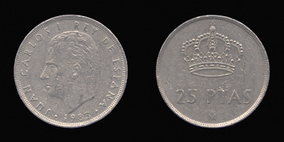 Copper-Nickel 25 Pesetas of 