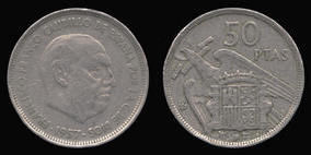 Copper-Nickel 50 Pesetas of 