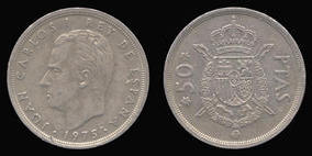 Copper-Nickel 50 Pesetas of 