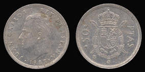 Copper-Nickel 50 Pesetas of 